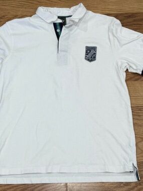 Houston White x Target Men's M Rugby Shirt Long Sleeve White Crest Striped Sleev